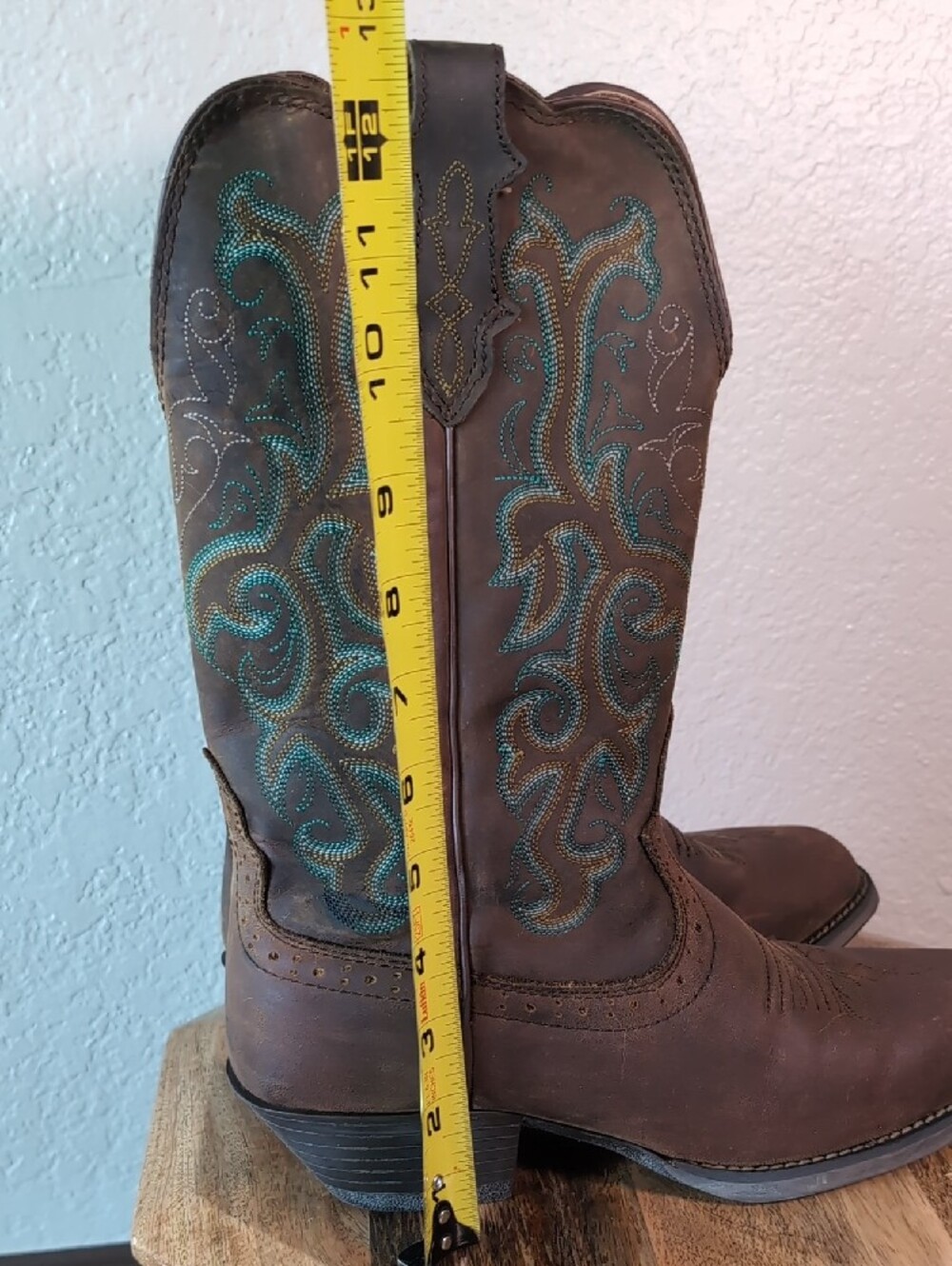Justin Square Toe Stampede Leather Cowgirl Western Boots - Picture 13 of 13